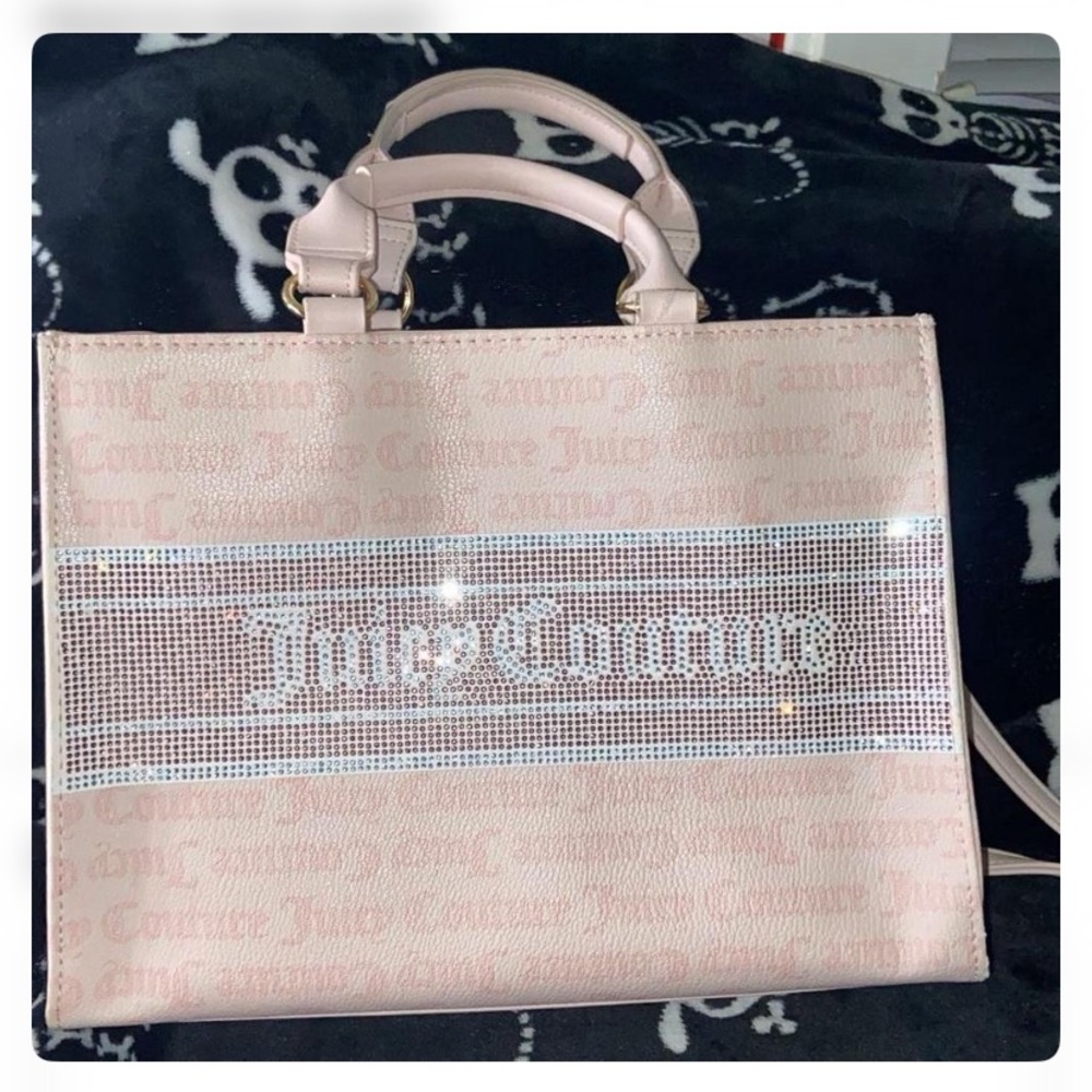 Juicy Couture Pale Pink Sparkle Logo Satchel
